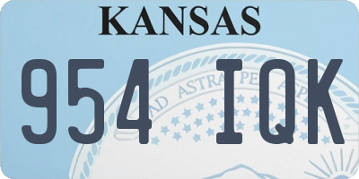 KS license plate 954IQK