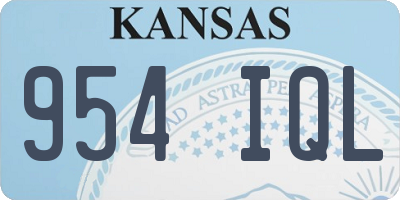 KS license plate 954IQL