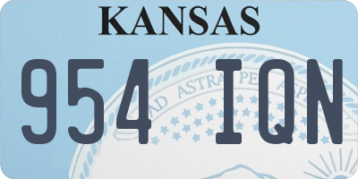 KS license plate 954IQN