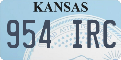 KS license plate 954IRC