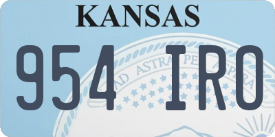 KS license plate 954IRO
