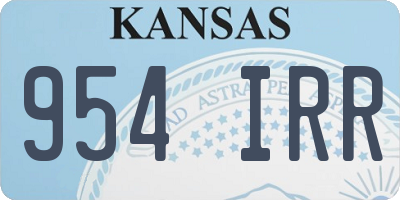 KS license plate 954IRR