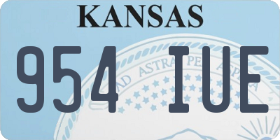 KS license plate 954IUE