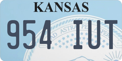 KS license plate 954IUT