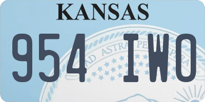KS license plate 954IWO