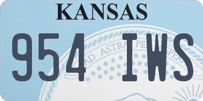 KS license plate 954IWS
