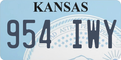 KS license plate 954IWY