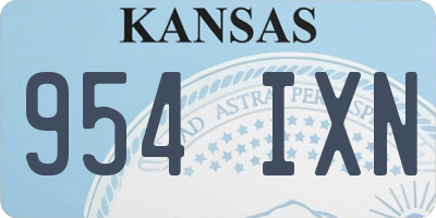 KS license plate 954IXN