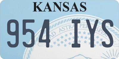 KS license plate 954IYS
