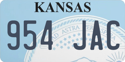 KS license plate 954JAC