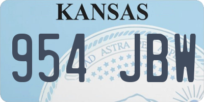 KS license plate 954JBW