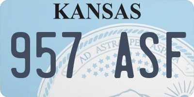 KS license plate 957ASF
