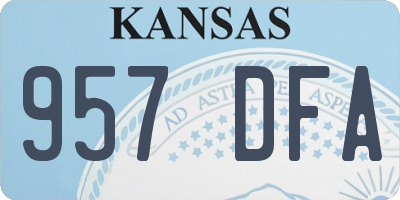 KS license plate 957DFA