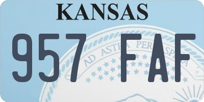 KS license plate 957FAF