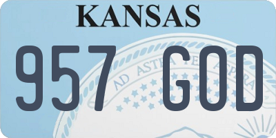 KS license plate 957GOD