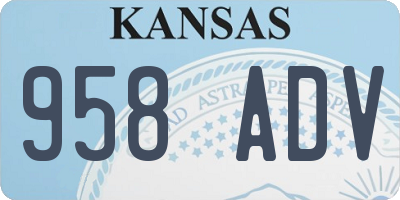 KS license plate 958ADV