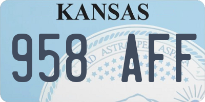 KS license plate 958AFF