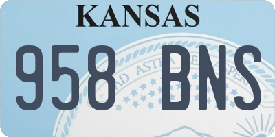 KS license plate 958BNS