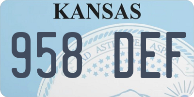 KS license plate 958DEF