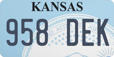 KS license plate 958DEK