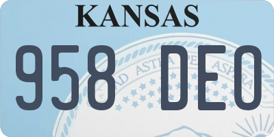 KS license plate 958DEO