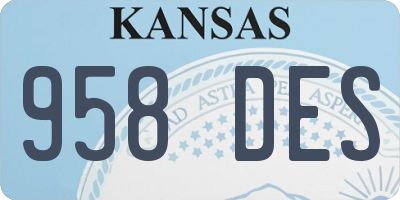 KS license plate 958DES