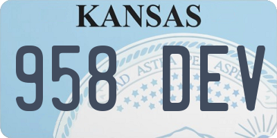 KS license plate 958DEV