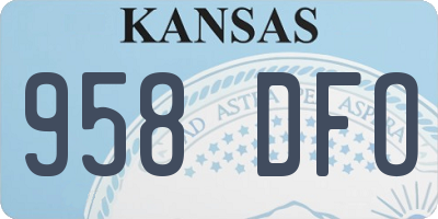 KS license plate 958DFO