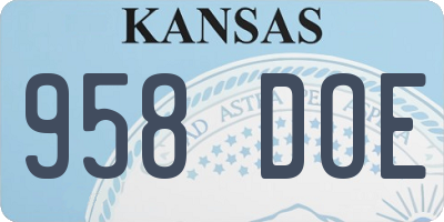 KS license plate 958DOE