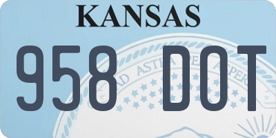 KS license plate 958DOT