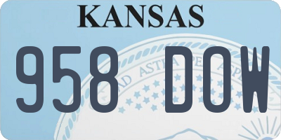KS license plate 958DOW