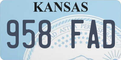 KS license plate 958FAD