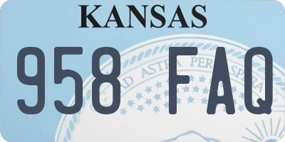 KS license plate 958FAQ