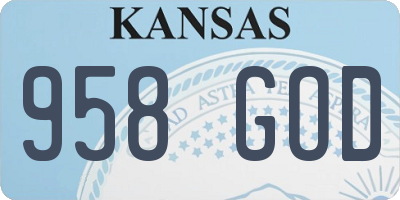 KS license plate 958GOD