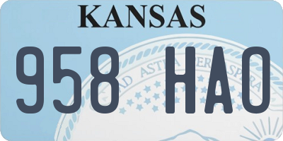 KS license plate 958HAO
