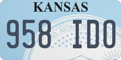 KS license plate 958IDO
