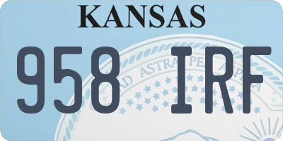 KS license plate 958IRF