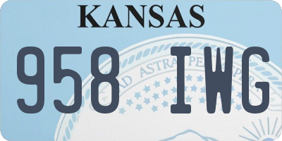 KS license plate 958IWG