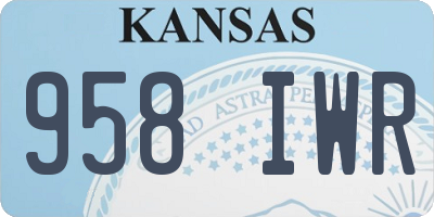 KS license plate 958IWR