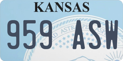 KS license plate 959ASW