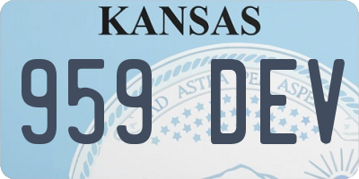 KS license plate 959DEV