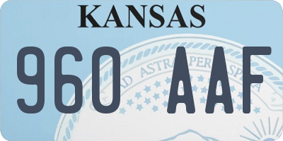 KS license plate 960AAF