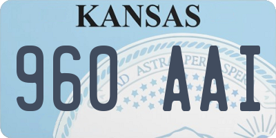 KS license plate 960AAI