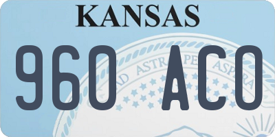 KS license plate 960ACO