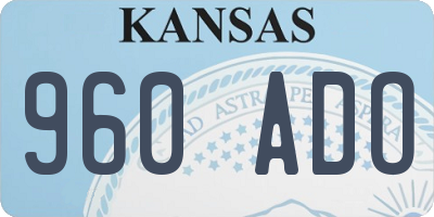 KS license plate 960ADO