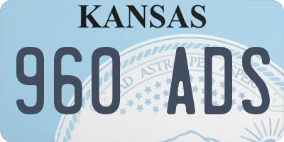 KS license plate 960ADS
