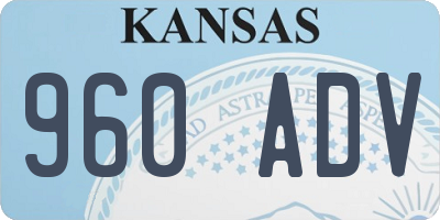KS license plate 960ADV