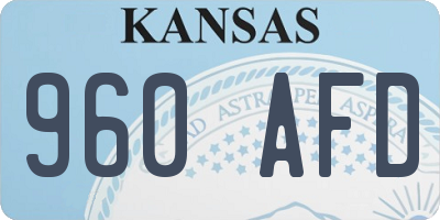 KS license plate 960AFD