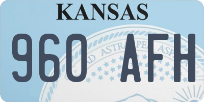 KS license plate 960AFH