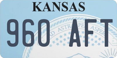KS license plate 960AFT